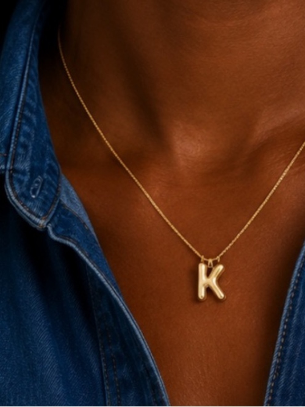 New! Preppy Classic Gold Bubble Initial Monogram K Necklace NWOT